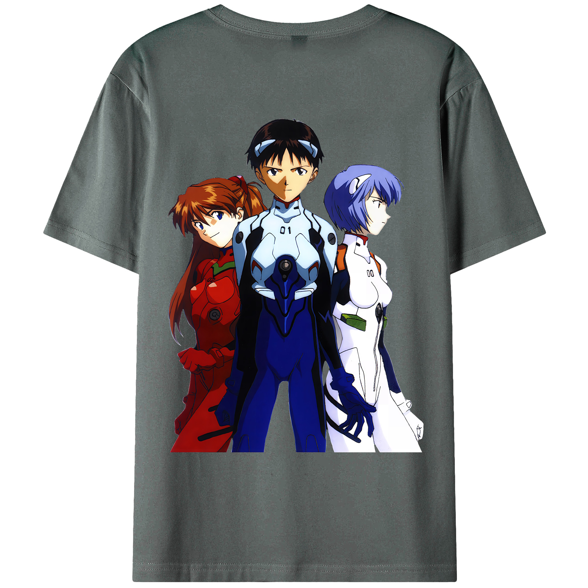 （画像用） EVA 新世紀エヴァンゲリオン 綿100％ メンズ半袖Tシャツ（バックプリント） 通気性